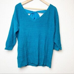 AB Studio Sweater teal blue tie back